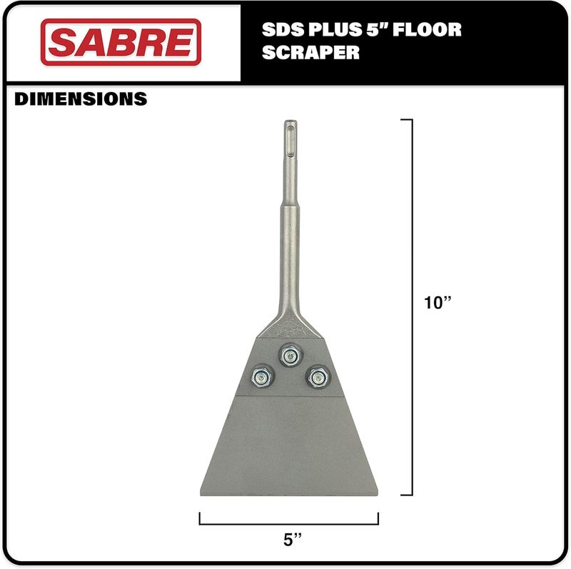 Sabre Tools 5 Inch SDS Plus Floor Scraper Tool Kit, Removes Thinset & Adhesives, Works with SDS-Plus Rotary Hammer (5" x 10") - Image 2